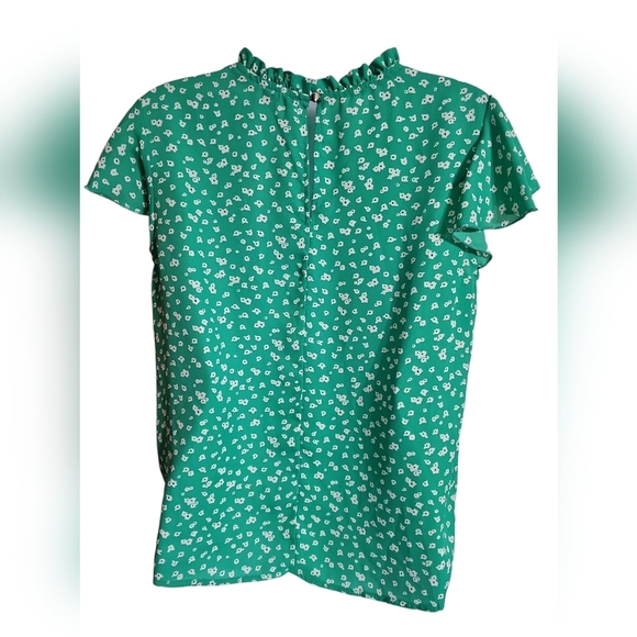 Alice Blue Green Daisy Floral High Neck Blouse Small Preppy Retro Cottagecore - Picture 3 of 7